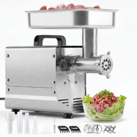 Commercial Meat Grinder, 5 Lbs/Min Capacity, #5 Electric Meat Mincer with 3 Plates, 3 Sausage Stuffing Tubes