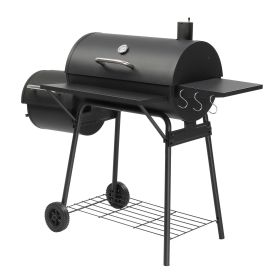 Barrel Charcoal Grill with Offset Smoker & Warming Rack, Outdoor BBQ Grill with 557 Sq. In. Grilling Space for Backyard Patio Parties, Black