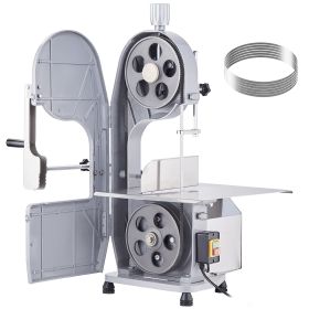 Commercial Electric Meat Bandsaw, 1100W Stainless Steel Countertop Bone Sawing Machine, Workbeach 19.3" x 15", 0.16-7.9 Inch Cutting Thickness