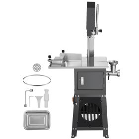 Commercial Electric Meat Bandsaw, 850W Stainless Steel Vertical Bone Sawing Machine, 19.1"x15" Workbench, 7.09 Inch Cutting Thickness