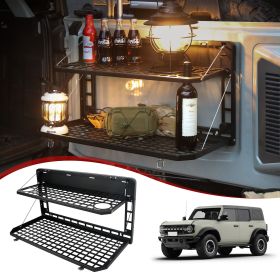 Tailgate Table Rear Foldable Cargo Shelf Aluminum Alloy Storage Shelf MOLLE Panel for Ford Bronco 2021-2024