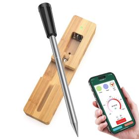 100FT Smart Wireless Meat Thermometer Digital Thermospike Meat Probe with APP Control for Oven Grill Kitchen BBQ Smoker Rotisserie (Color: Black)