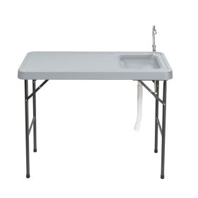 Folding Portable Fish Fillet & Hunting & Cutting Table with Sink Faucet (Default: default title)