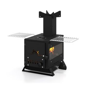 Portable Wood Burning Stove for Outdoor Camping Hiking Traveling (Type: Camping Supplies, Color: Black)